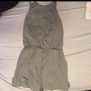 Flower embroidered romper